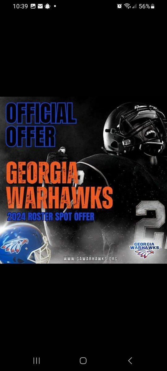I am blessed to receive my 2nd offer from the Georgia Warhawks!!
@1BIGJONES 
<a href="/GeorgiaWarhawks/">Georgia Warhawks</a> 
@spollar1
