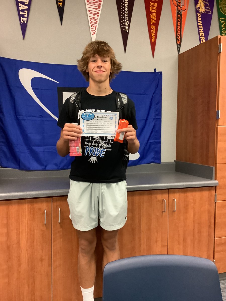 PLSHSTitans's tweet photo. Congrats to last week's Titan of the Week winners!  Way to embrace the four pillars of PLSHS: Improvement, Inclusion, Teamwork, and Excellence! 

9th - Austin Kudym
10th - Lucas Dickerson
11th - Austin Ordonez
12th - Bithiah Pulliam https://t.co/mdoSWnE2dI