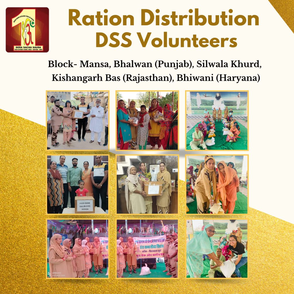 Sandeepinsan339's tweet photo. Millions of Dera Sacha Sauda followers Fast once in a week to put their food’s portion in someone else’s plate. Keeping fast &amp; giving a little part of food to feed someone is a unique way of serving humanity which Saint Gurmeet Ram Rahim Ji initiated. #FoodForAll
#ThankfulTuesday https://t.co/a4bkfgK0kn