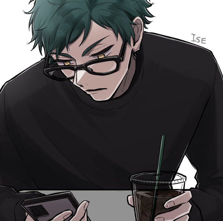 1boy male focus solo holding glasses phone cup  illustration images