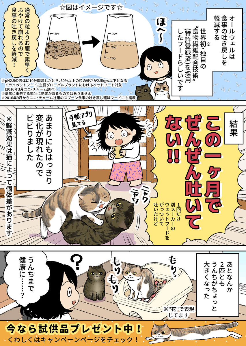 とにかくうちの猫が吐きまくるという話🐈🐈⬛
今だけ!試供品プレゼント中!
詳しくはリプ欄に↓
#PR #ユニ・チャーム #AllWell #オールウェル