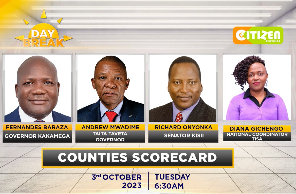 citizentvkenya's tweet photo. On #DayBreak this Tuesday: The Controller of Budget has reported growing pending bills, stagnating county revenue collection &amp; declining spending on development projects. We interrogate county progress amidst plans for Community Health Promoters with @SamGituku https://t.co/XwwGoyx4Ib