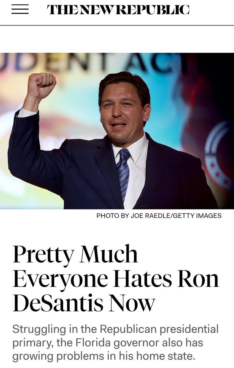 GraceSm16250397's tweet photo. Nothing to be proud of Casey as ungrateful Ron DeSantis used his own voters and Trump, all who made him governor as his stepping stones and is now deemed "Unlikeable" and "Hated" by millions of Americans!

Read the headlines and please stop copying Melania and evil Ron can stop copying Trump...the wannabes, who will never be anything!