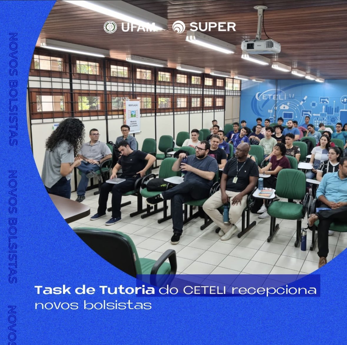 projeto_super's tweet photo. No dia 27 de setembro, ocorreu a recepção de 39 novos bolsistas da Task de Tutoria do CETELI, coordenada pela Profª. Greicy Costa Marques com a presença dos professores tutores no Auditório do CETELI. 💙💙💙

Sejam bem-vindos!!! 😊 https://t.co/r4H7elNT30