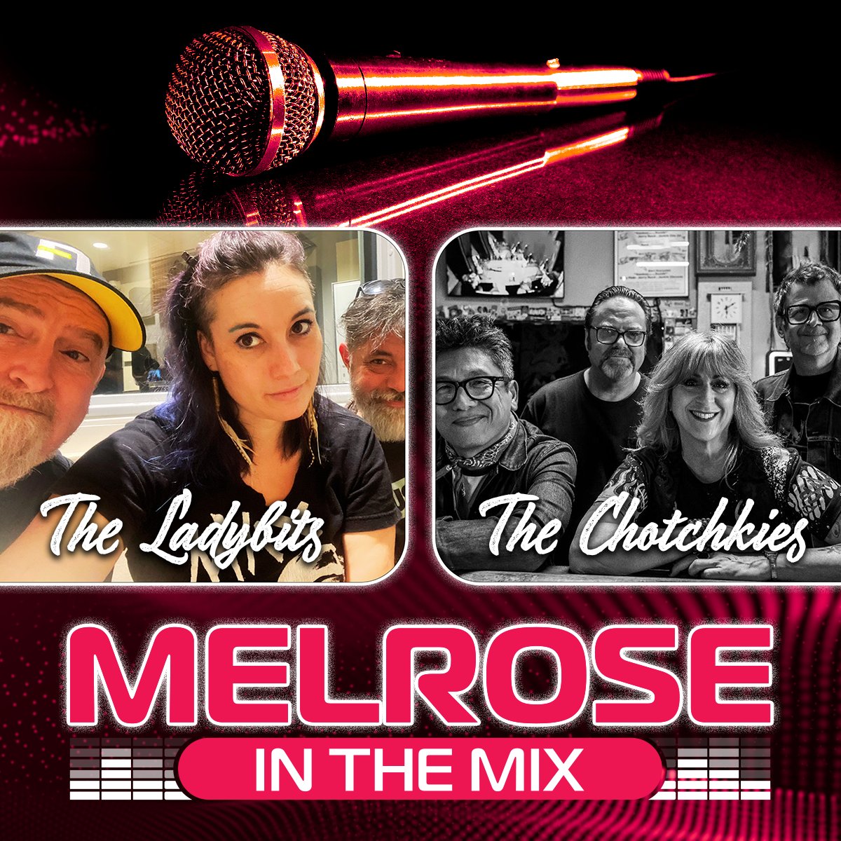 Sunday, Melrose in the Mix is back! Join us at the Melrose Stage as we record live sessions by The LadyBits and The Chotchkies! The show starts promptly at 3:00.