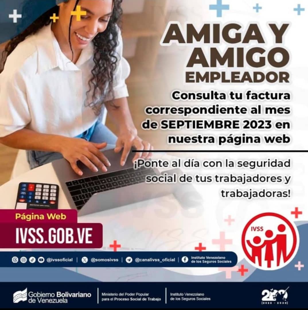 oachacaoivss's tweet photo. #Ivssinforma | 🇻🇪 Ya se encuentra disponible en nuestra página web ➡️ https://t.co/hNxaZLGmzf la facturación correspondiente al mes de #Septiembre.
📣 Consulta ➡️ Revisa ➡️ Cancela ➡️ Cumple con la Seguridad Social de los trabajadores.
#LlegaronLasClases  #Juntosporcadalatido https://t.co/2DYZRKTyDF