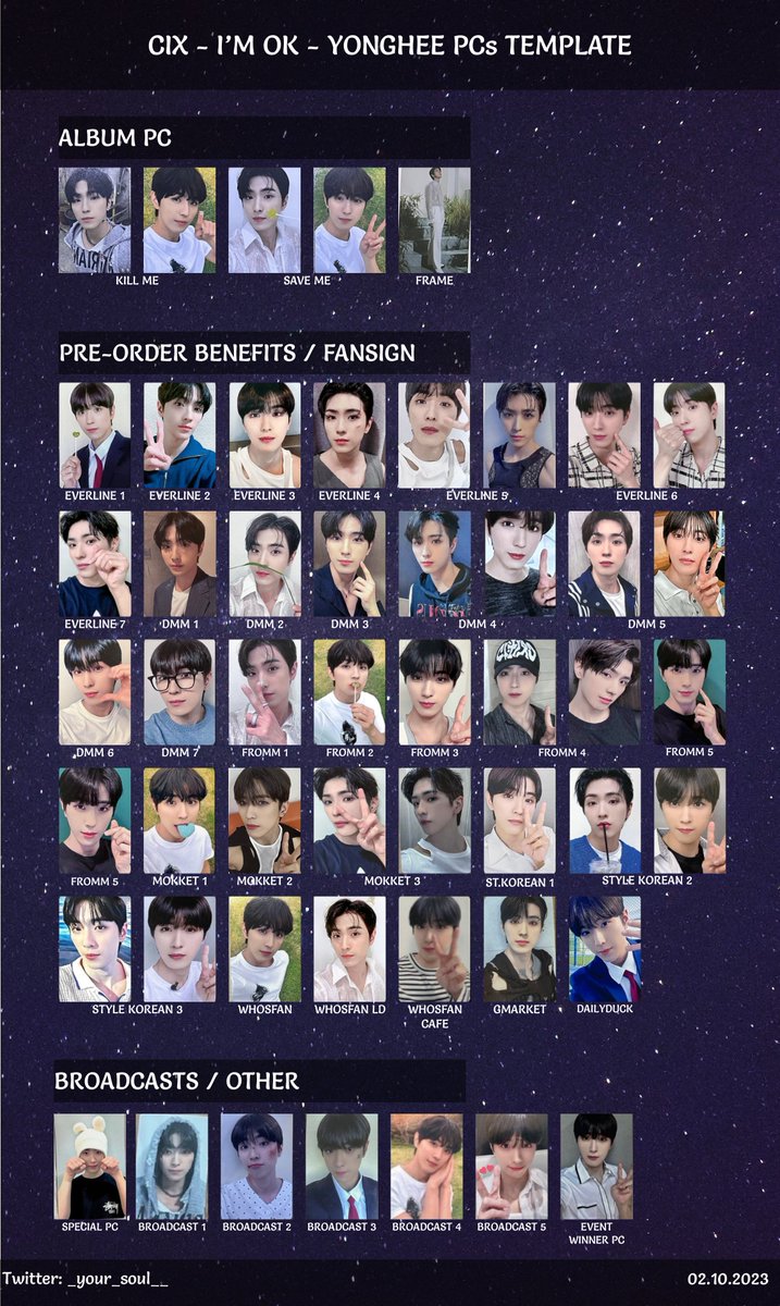 _your_soul__'s tweet photo. I'M OK - CIX template (PCs only)  

BX, Seunghun, Yonghee  

Album photocards + POBs + events + broadcasts
please contact me if i miss smth! 

Feel free to use!  

#CIX #씨아이엑스 #seunghun #승훈 #Jinyoung #배진영 #BX #병곤 #yonghee #배진영짱 #현석 https://t.co/66JmRYyCa1