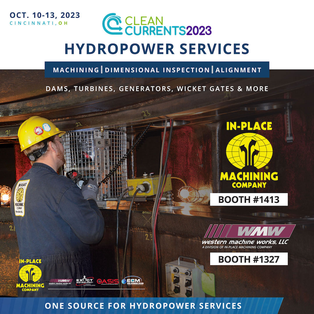 InPlaceMachine's tweet image. Visit IPM at Clean Currents 2023, Oct. 10-13 in Cincinnati and Discover Your One Source Solution for Hydro Services!

Visit IPM at Booth 1413 and Western Machine Works at Booth 1327

Check out our NEW brochure ➡️bit.ly/Hydropower-Ser… or contact us ➡️inplace.com/contact-us/