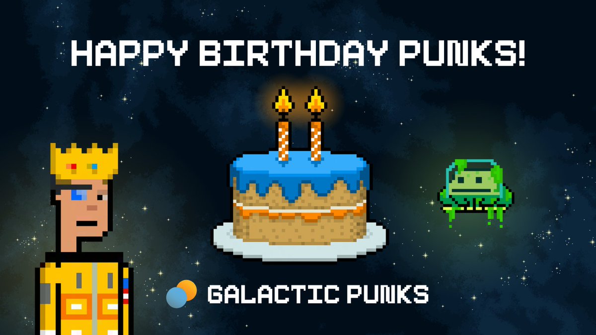 galactic_punks's tweet photo. Happy Birthday GPs!!🎂
2 years already since mint day!

Thanks to everyone who's been with us since the beginning and the new holders who joined along the way!👾 https://t.co/KnI0CuAcj8