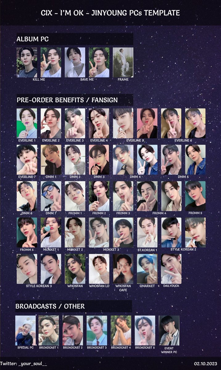 _your_soul__'s tweet photo. I'M OK - CIX template (PCs only)

Jinyoung, Hyunsuk

Album photocards + POBs + events + broadcasts  
please contact me if i miss smth!

Feel free to use!

#CIX #씨아이엑스 #seunghun #승훈 #Jinyoung #배진영 #BX #병곤 #yonghee #배진영짱 #현석 https://t.co/Rrk4KCrpcG