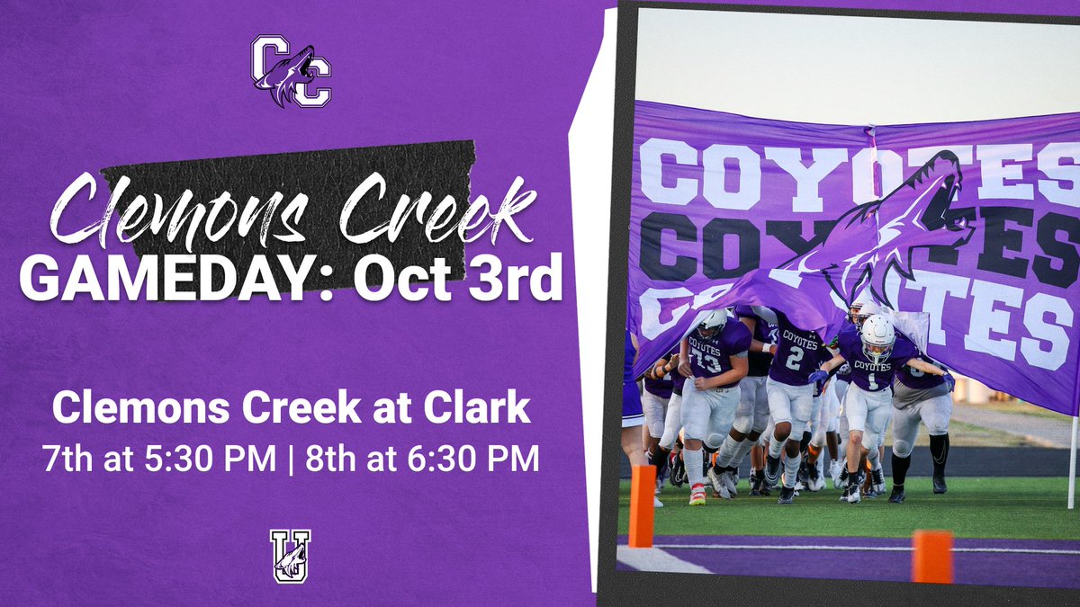 🏈 Clemons Creek MS at Clark MS
📅 Oct 3rd
⏰ 7th Grade at 5:30 pm | 8th Grade 6:30 pm
📍Princeton High School Aux Stadium
🎟  princetonisdsports.com/HTtickets

#CU

<a href="/ANNAISDSports/">ANNA ISD SPORTS</a>
@PrincetonIndependentSchoolDistrict

#CU