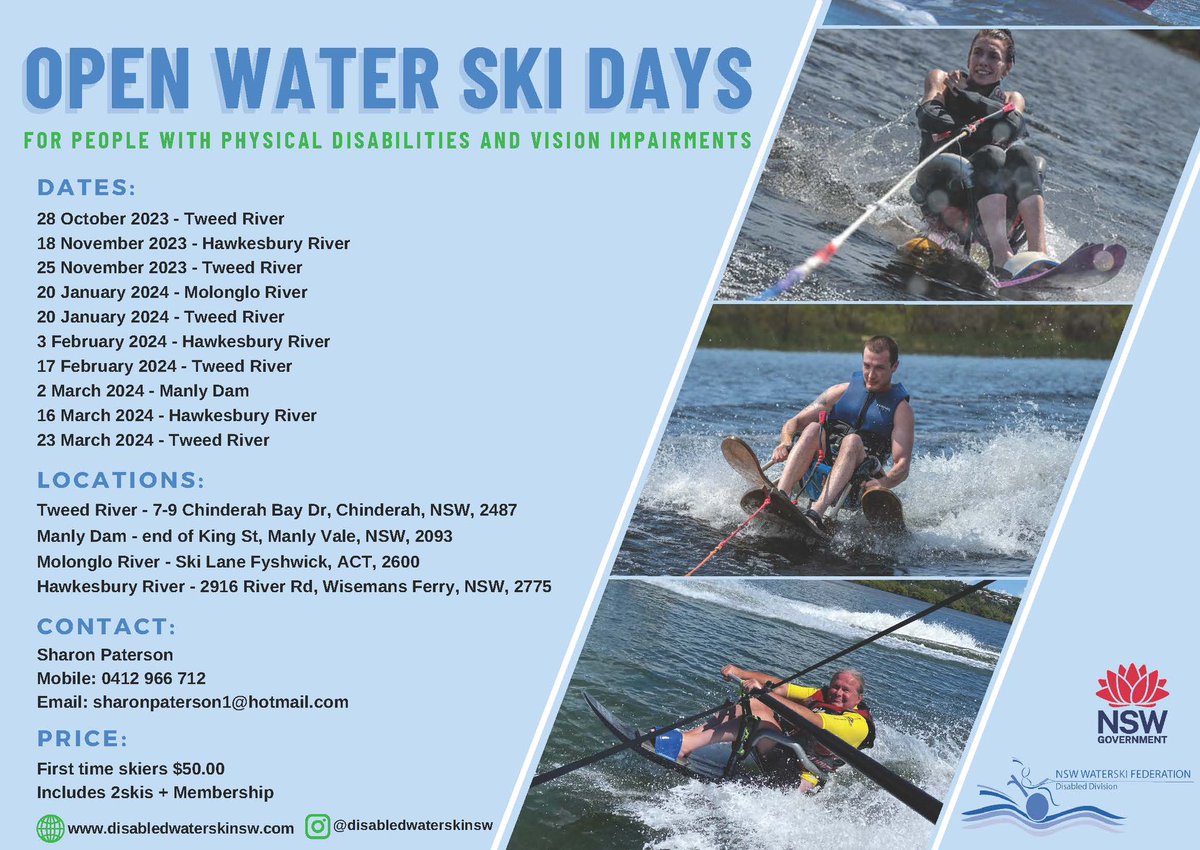 theadaptivemove's tweet photo. Adaptive water skiing opportunities across NSW/ACT. Get involved! https://t.co/cqf9y215kk