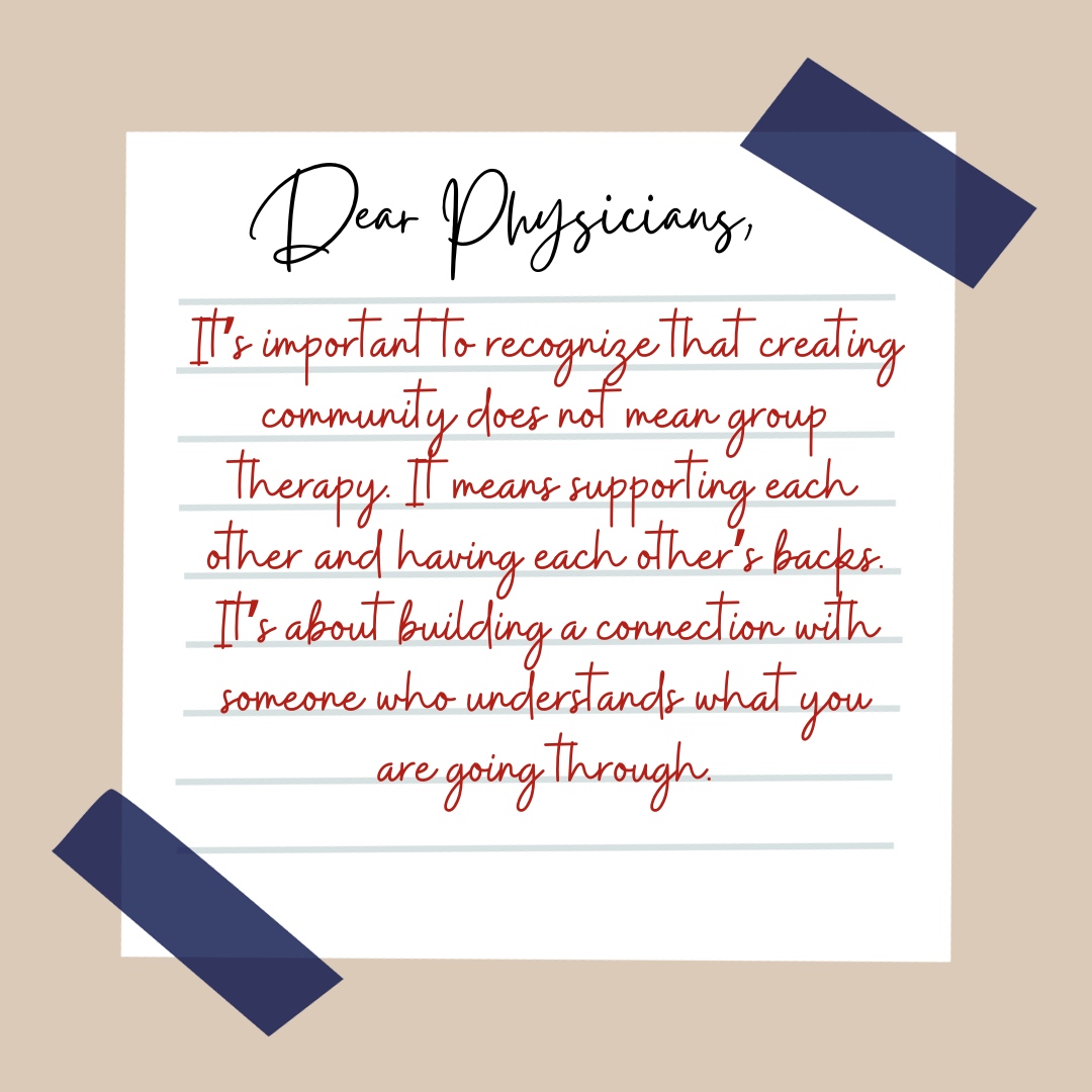 It often seems that individualism is encouraged in medical practice. However, community plays a crucial part in our ability to thrive in our careers, as well as our personal lives. Do you face challenges when trying to be in community with others?#communityforphysicians