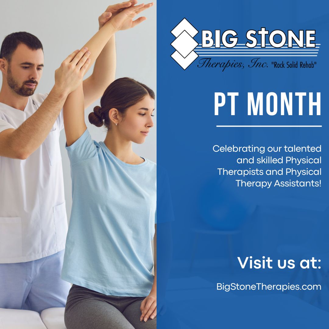 BigStoneInc's tweet photo. It’s PT Month!💙

This month we celebrate the Physical Therapists and Physical Therapy Assistants who work hard every day to give our patients and communities the best hands-on rehab.
Give them a shoutout in the comments!

#BigStoneTherapies #Community #PTMonth https://t.co/eDLnNpMGZc