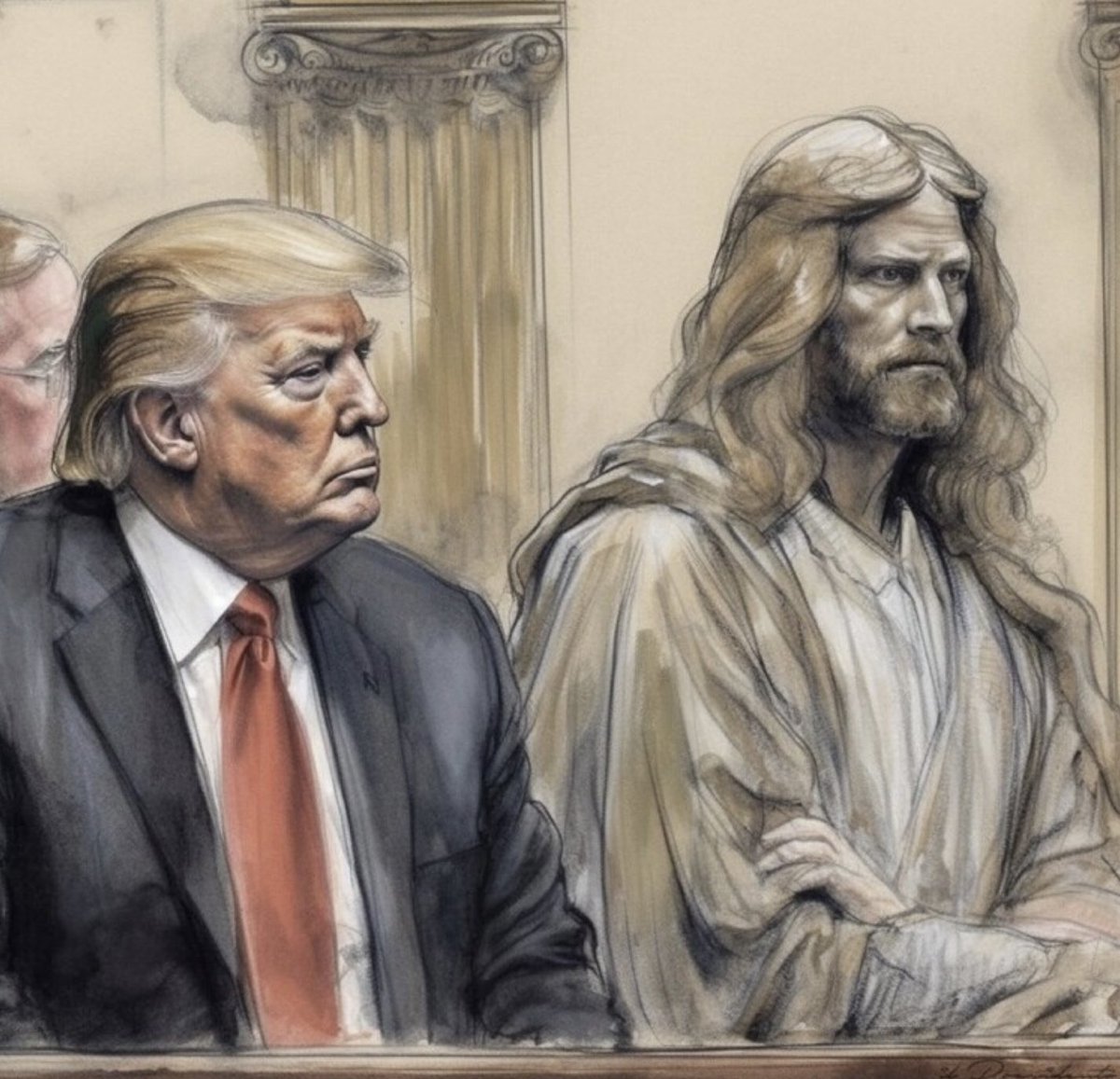 Just when you think he’s stooped to a new low, he gets even more offensive. Trump posts “court sketch” image of himself seated next to Jesus in court. Who, exactly, are these MAGA rubes that still support him? All of you should be ashamed of yourselves.