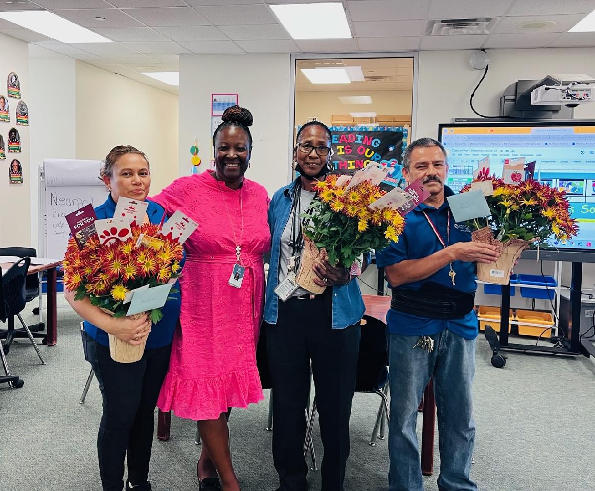DunevantL's tweet photo. Today we honor 3 amazing custodians, Ms. Judy,  Mr. Leo, Ms. Gladys. Our school is a wonderful place to be because of you. Happy National Custodians Day! @BammelCSLA @SpringISD @HilarionMartin1 https://t.co/QhzfYGxKOw