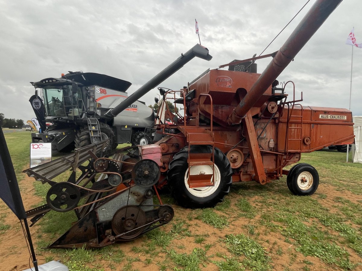 Compare the pair. Gleaner centenary. At the Elmore Field Days today