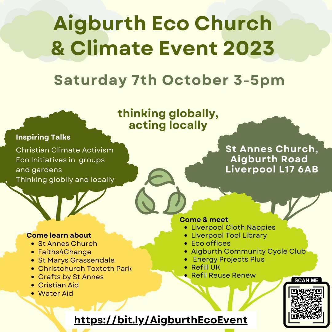 Come along to St Anne's church, Aigburth on Oct 7th to connect and learn about how churches are helping protect the planet. Speakers from 3pm include members of Gold Eco Church @ChristChurchTP & Silver Eco church St Mary's Grassendale: eventbrite.co.uk/e/aigburth-eco… #EcoChurch #NetZero