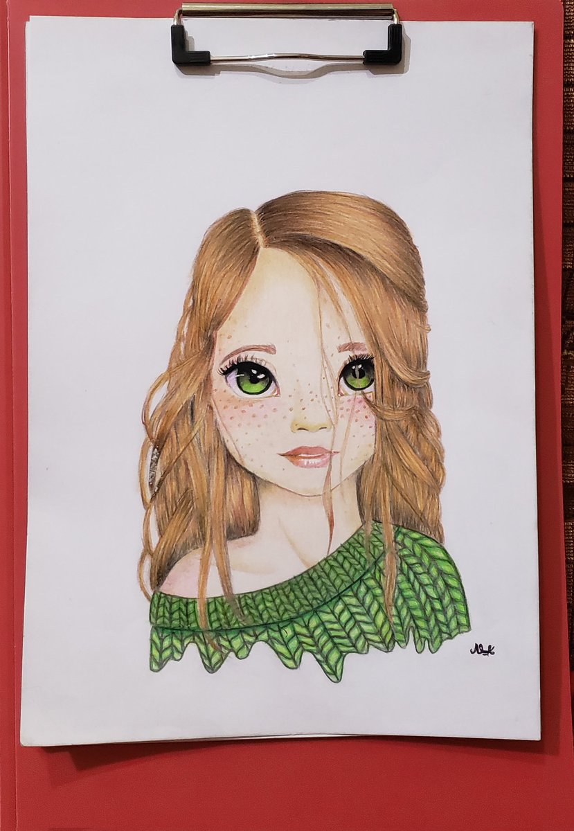 رسم إنمي بالألوان الخشبية😍❤