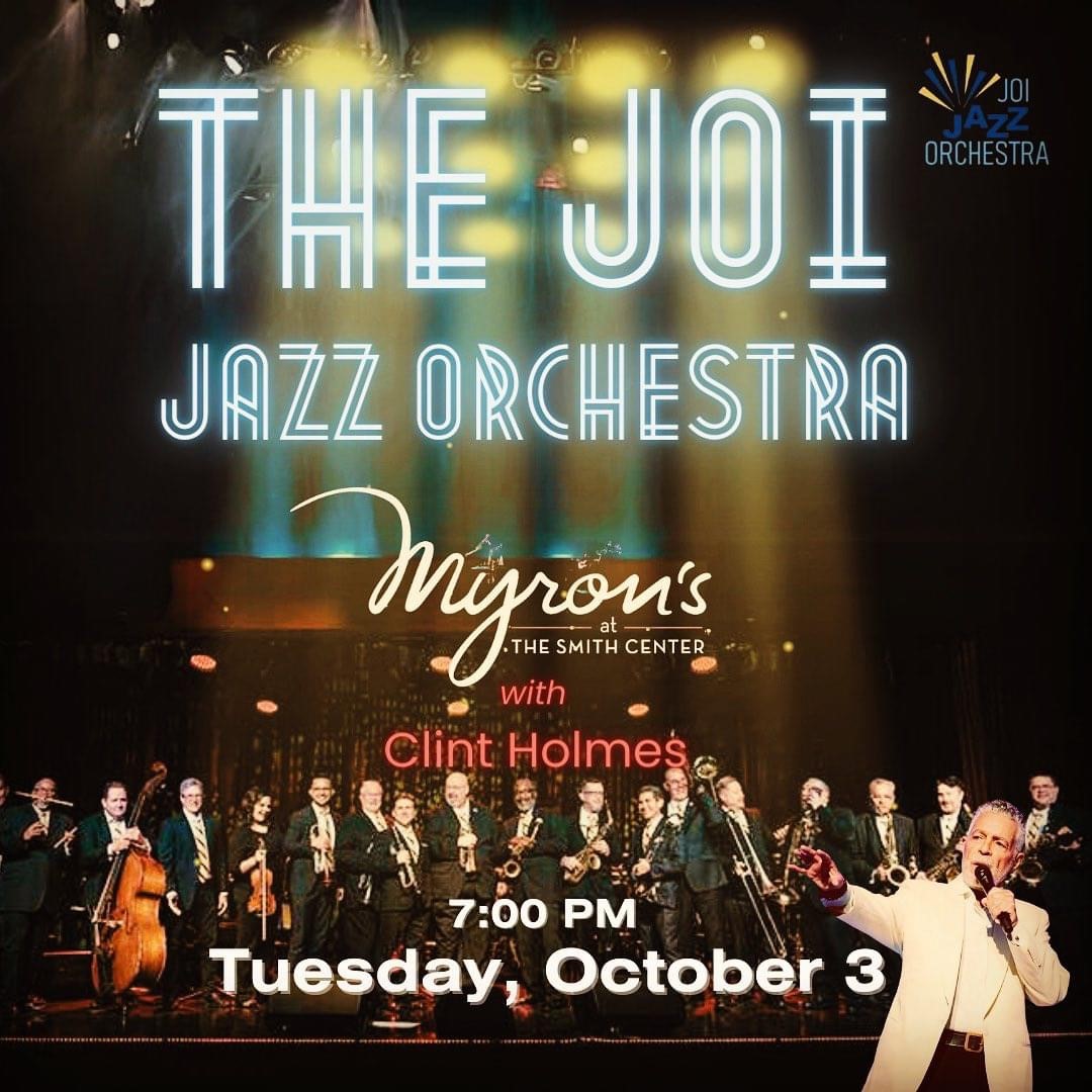 Fall's hottest concert! CLINT HOLMES with the JOI JAZZ ORCHESTRA at Myron's! Tue Oct 3rd at 7pm for an unforgettable night! Tickets at joi-lv.org/events and thesmithcenter.com. #jazz #bigband #lasvegas #thingstodo #concertsinvegas #myrons #thesmithcenter