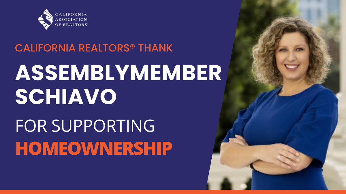 <a href="/CAREALTORS/">CA ASSN OF REALTORS®</a> thank <a href="/AsmPilarSchiavo/">Assemblymember Pilar Schiavo</a> for supporting homeownership. #CALeg