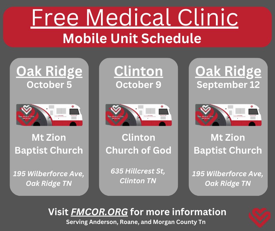 Check out our upcoming mobile clinic dates!