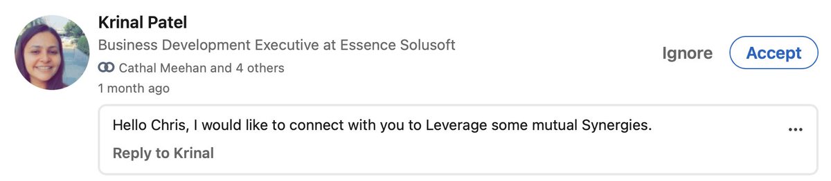 I mean, who doesn't want to "Leverage some mutual Synergies"?

Linkedin is amazing.