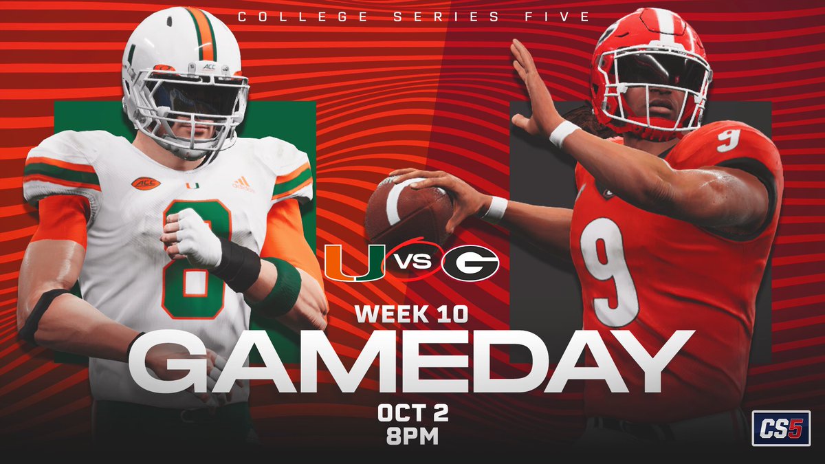RFL_Sim_League's tweet image. There’s not much that needs to be said about this one gentleman. #1 Miami vs #4 Georgia, Tonight At 8pm ET, Game Of The Week! Who Ya Got? 👀 #RFL #CollegeSeries #CS5 #Week7 #GameDay #Miami #Georgia #UGA #CollegeFootball #NCAAFootball #NCAAF #Football #Madden #MaddenNFL #Sports
