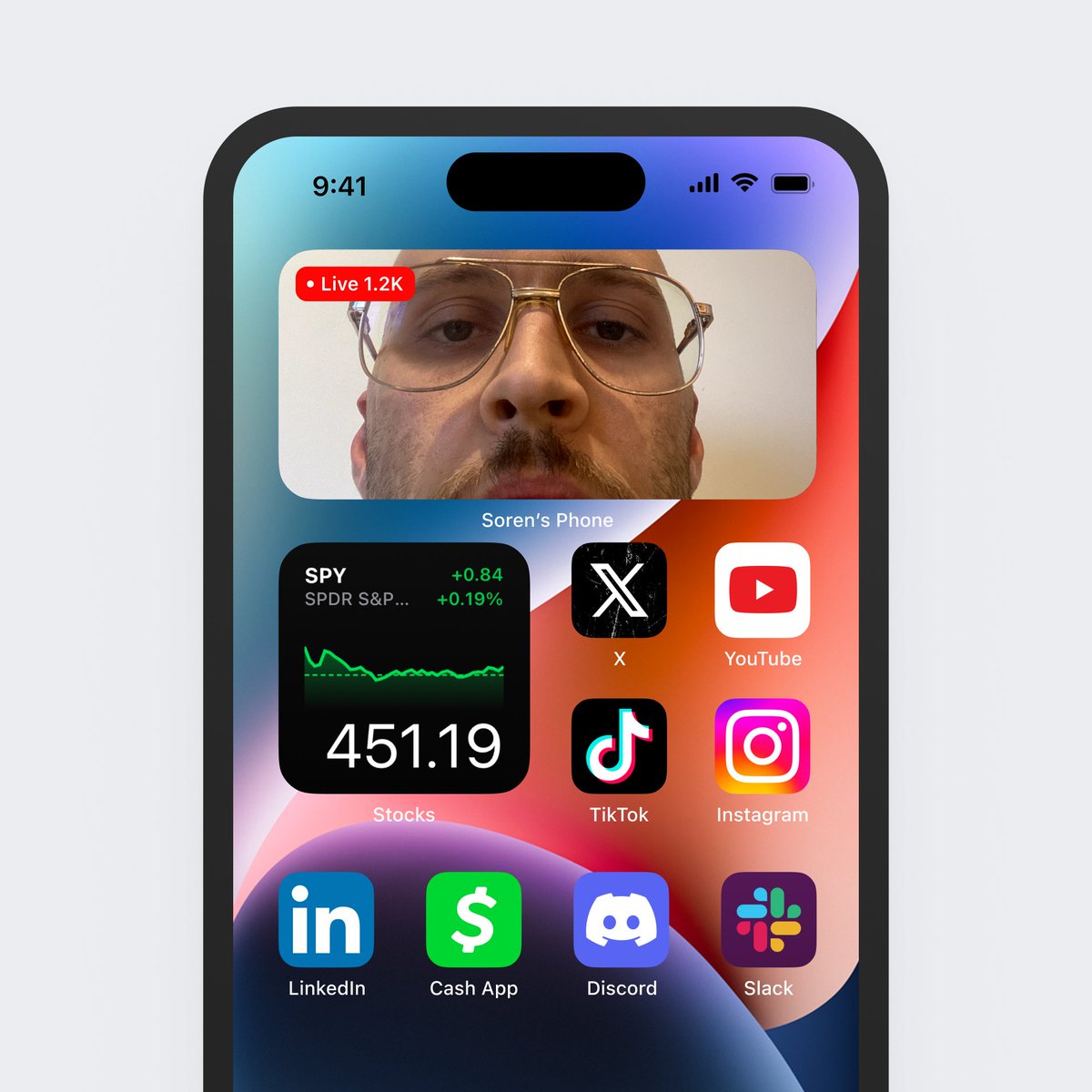 soren_iverson's tweet photo. iPhone widget that’s just a livestream of someone’s front-facing camera https://t.co/hfqDIEHs85