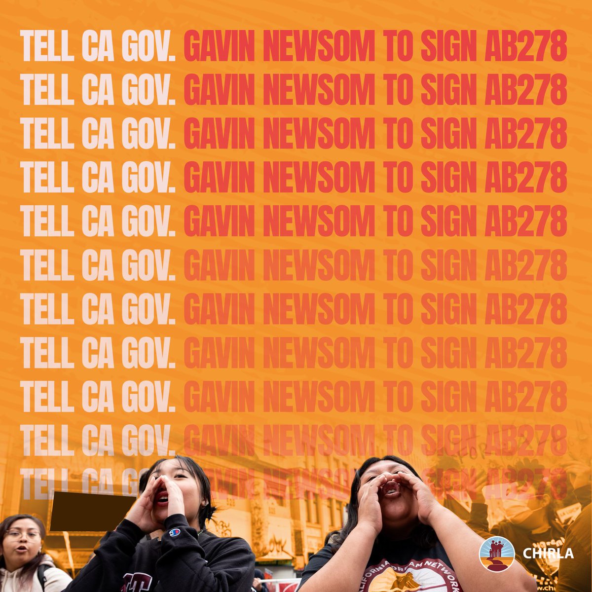 CHIRLA's tweet photo. @GavinNewsom CHIRLA members are READY to win Dream Resource Centers for #undocu youth‼️
🚨#AB278 is on @CAgovernor's desk! Tell @GavinNewsom to sign NOW so younger generations have the tools they need to succeed! 🦋
✊🏽Call 916-445-2841 or visit https://t.co/9YWz22WCMP
#CALeg https://t.co/1nvmKBxD1t