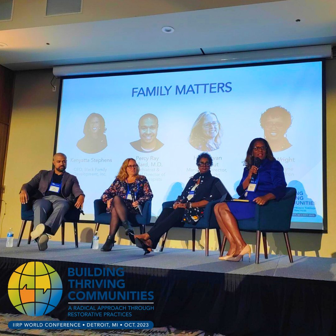 iirpgradschool's tweet photo. Day 1 of the IIRP's 2023 World Conference in Detroit, MI, USA was a success!🌟 

Thank you to all of our panelists, staff, and attendees for making today great.

Here are some highlights from today📸 

#iirpworldconference23 #IIRP #buildingcommunity https://t.co/aJmPpqoXEo