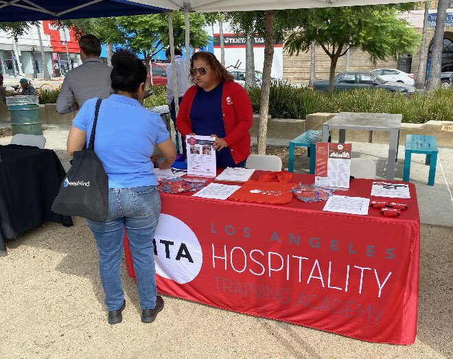 LosAngelesHTA's tweet photo. Every day, HTA offers life-changing training programs &amp; pathways to #careers in #hospitality w/well-paying #unionjobs. Proud to meet the community at East San Gabriel Valley AJCC at Youth@Work Expo. Thank you Supervisor @HildaSolis for your leadership &amp; support! #HTALosAngeles https://t.co/HN0qC2C1gr