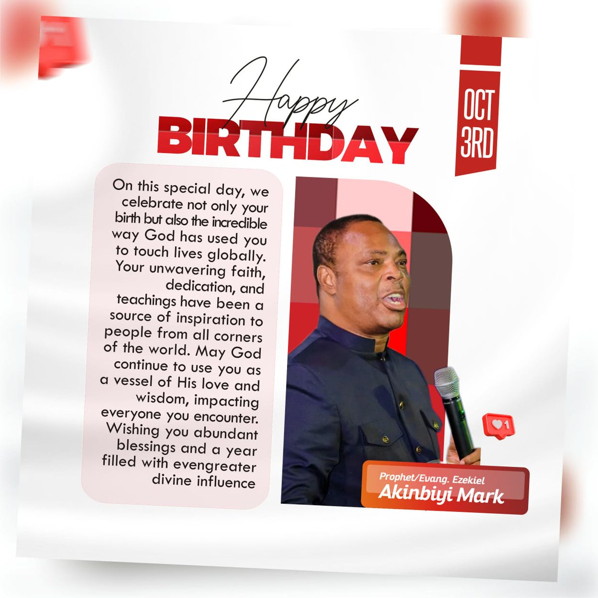 CpecOsunStateHQ's tweet photo. Each day dwelling in,
The centre will of God,
Loving, obeying, 
And serving the Lord.

Happy Birthday, Our Father, God's Prophet, Prophet Ezekiel Akinbiyi Mark

Thank you for Shepherding and teaching us to grow into the full stature of Christ. Daddy, we love you https://t.co/mZ0TVZtP4M