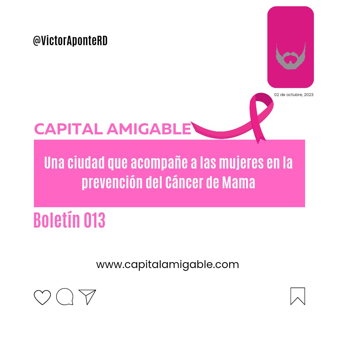 VictorAponteRD's tweet photo. 🎗️ Octubre, un mes para la promoción de medidas de prevención frente al Cáncer de Mama.
#VíctorRegidor
#CapitalAmigable https://t.co/XAedwe8lLP