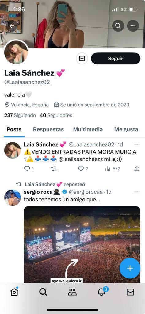 saracame_283's tweet photo. ES UNA ESTAFADORA, TENER CUIDADO.
Dice que vende entradas de festivales y es mentira, le haces el bizum y te bloquea. Se llama JEFERSON DAVID MENDOZA, y su numero de teléfono es +34 644 79 40 97. DIFUSIÓN PORFAVOR #festival #bienvenidafestival #sevilla #ESTAFA https://t.co/NYnArpTjU2