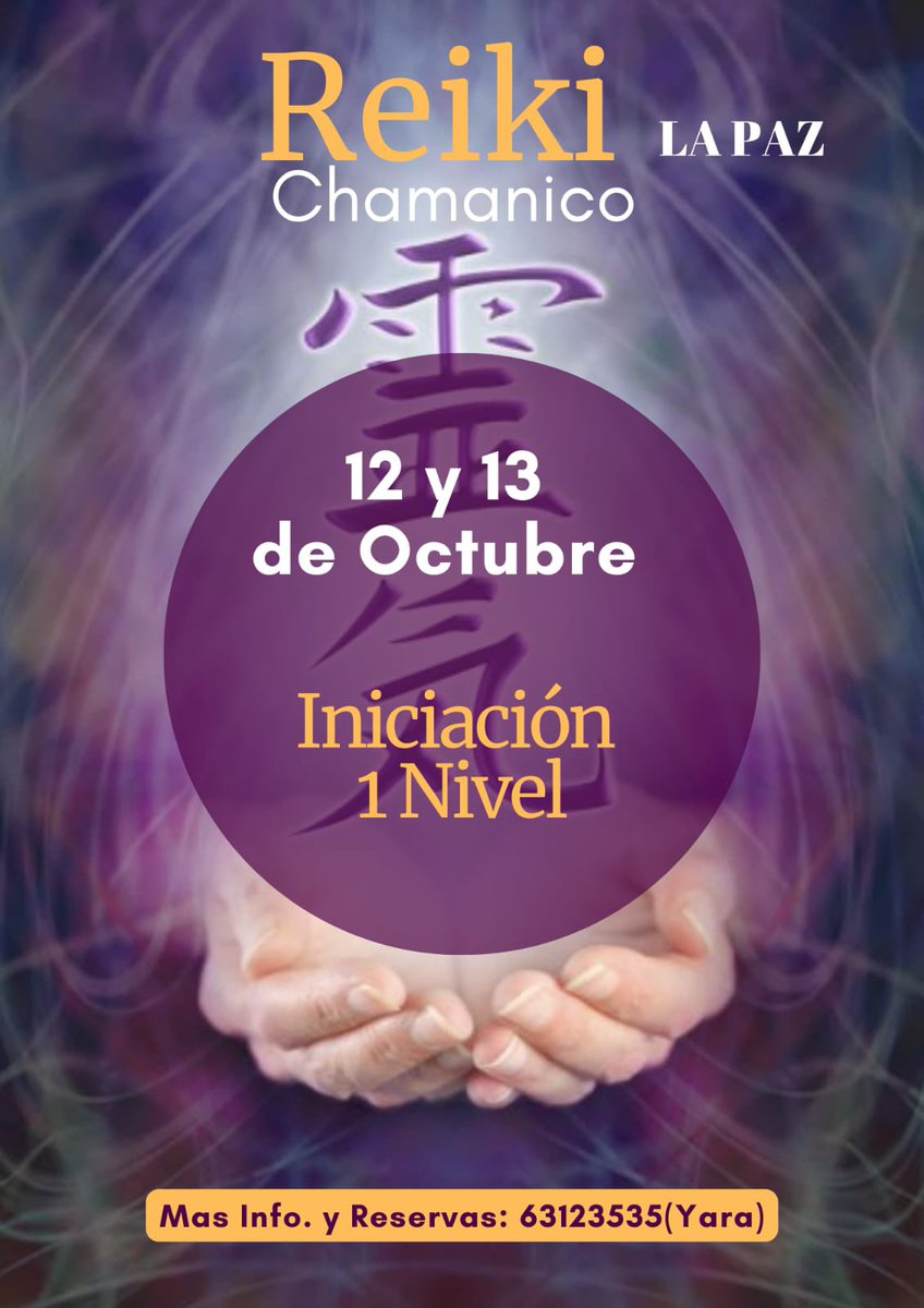 Ajayudeluna's tweet photo. Deseas aprender #reiki? 
Tendremos la iniciación con Nina Caspi el 12 y 13 de octubre. Más información al 63123535 https://t.co/vLOOoYWML5