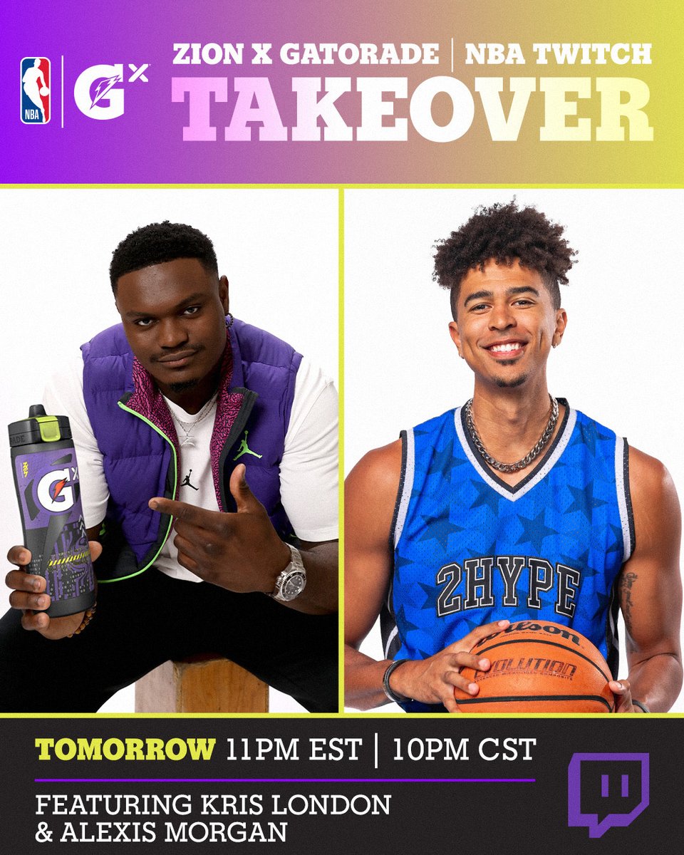 A duo we didn’t know we needed!

Check out <a href="/Zionwilliamson/">Zion Williamson</a> and <a href="/IamKrisLondon/">Kristopher London</a> on NBA Twitch presented by <a href="/Gatorade/">Gatorade</a> tomorrow at 11PM EST/10PM CST 👀