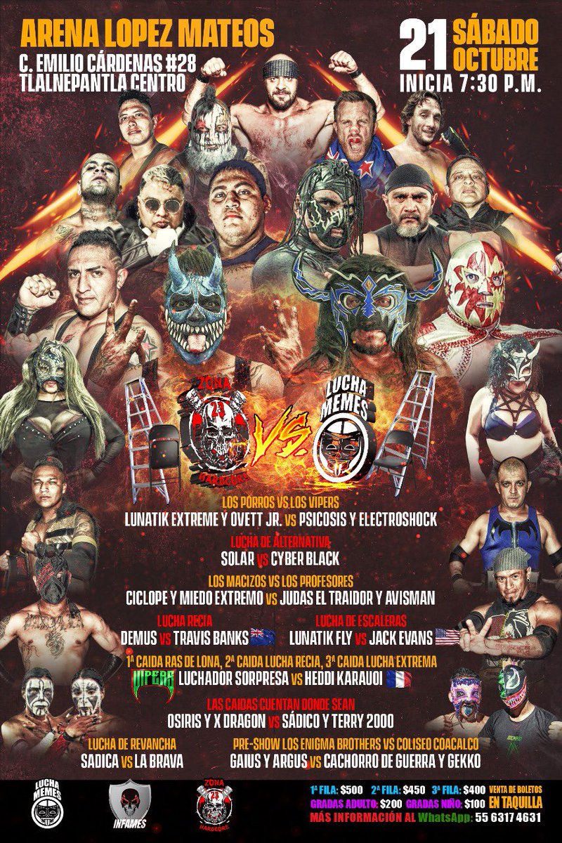 Our full card for our new show vs Zona 23, It’s going to be in the historical Arena López Mateos. We are ready to have a crazy show! 🇲🇽🔥🫶🏻