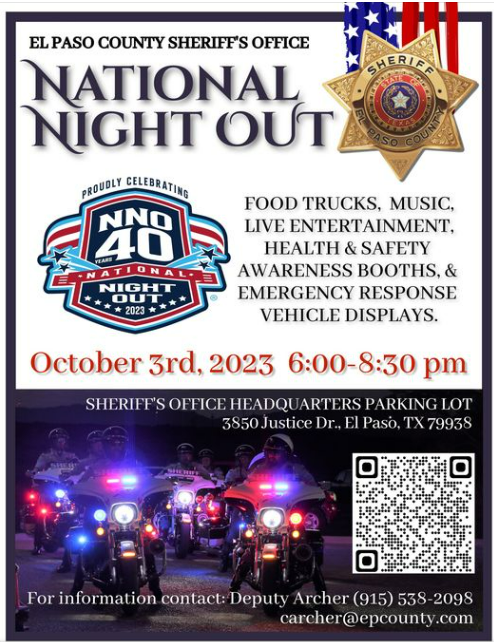 FBIElPaso's tweet photo. Stop by and visit with our #FBI Evidence Response Team at #EPCSO's National Night Out event from 6pm to 8pm. https://t.co/tFFyUIkJpy
