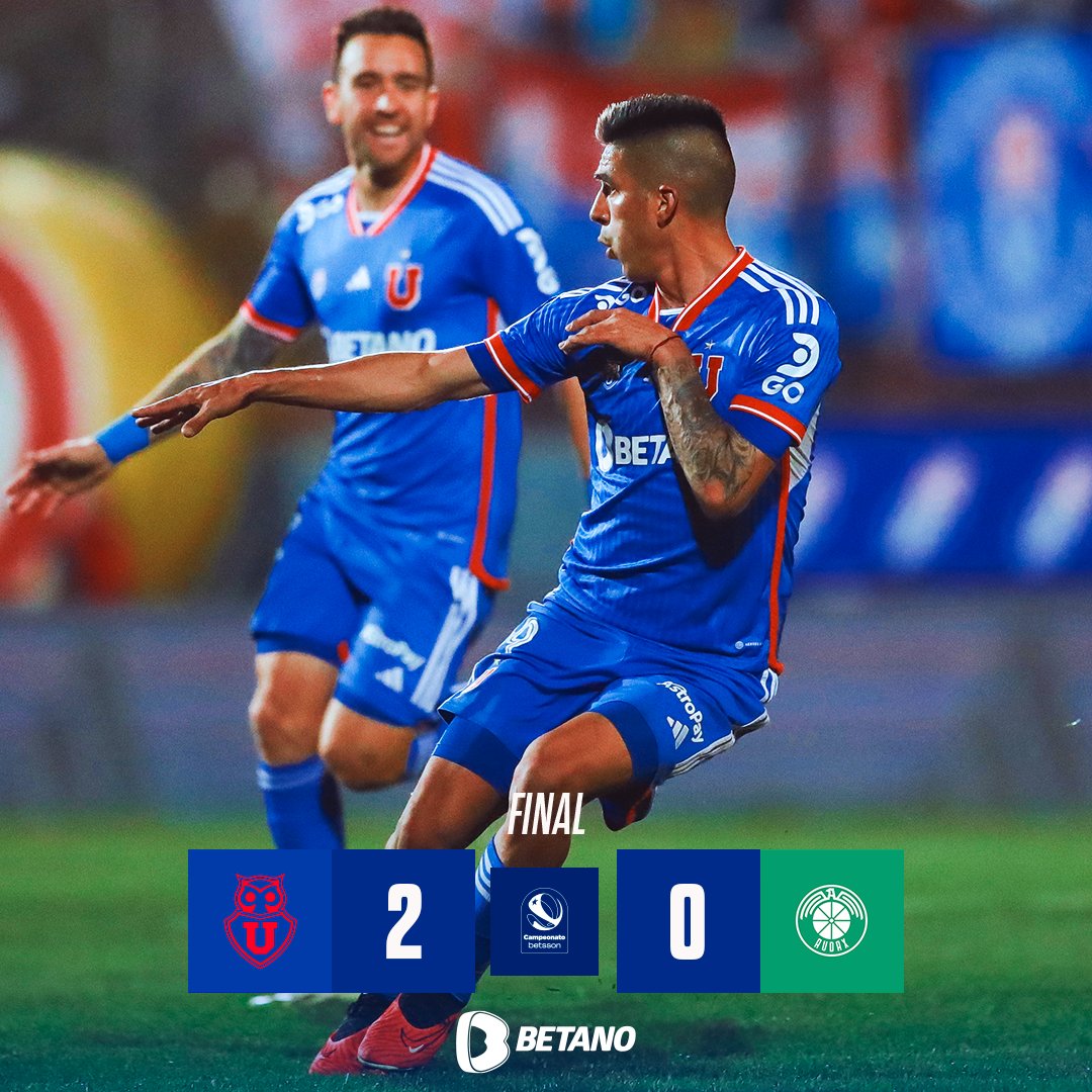udechile's tweet photo. 🔚 𝐅𝐈𝐍𝐀𝐋 𝐄𝐍 𝐄𝐋 𝐒𝐀𝐍𝐓𝐀 𝐋𝐀𝐔𝐑𝐀 🏟️

Por la fecha 25 del #CampeonatoBetsson, derrotamos a Audax Italiano con goles de Nicolás Guerra y Leandro Fernández. 

VAMOS LA U, CARAJO! 🫂

#VamosLaU 🔵🔴 #TodosJuntos https://t.co/TcU01MK1WU