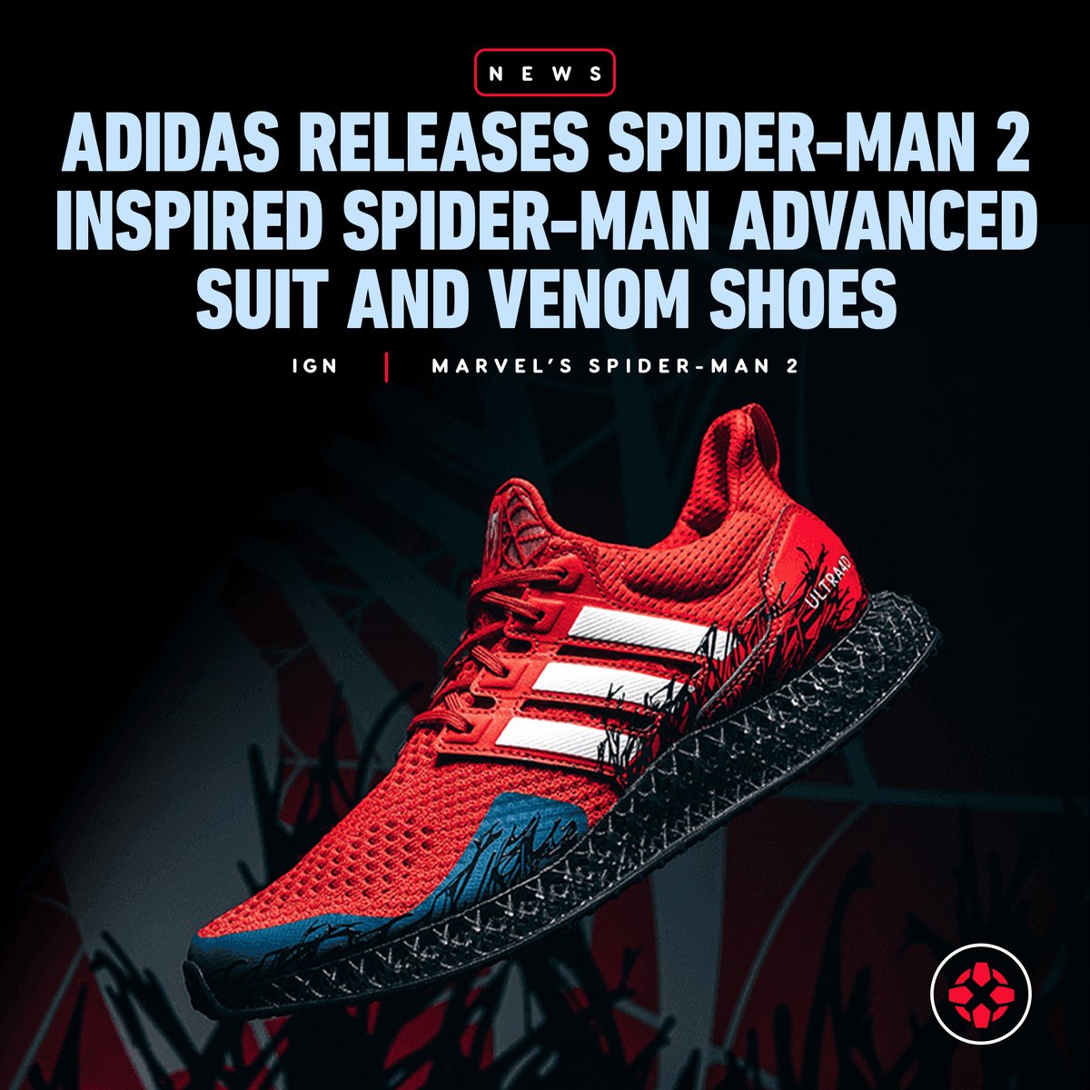 Ahead of the release of Marvel’s Spider-Man 2 on October 20, Adidas has created sneakers portraying "the moment Peter Parker’s Advanced Suit is overtaken by the Venom symbiote."