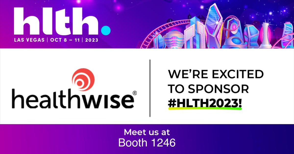 MichaelJER's tweet photo. It's almost time for #HLTH2023! Stop by booth #1246 to say hello and learn about the latest and greatest Healthwise offerings. 👀

 #healthcare #healthinnovation #futureofhealth HLTH  https://t.co/FWrNeMOZN6 https://t.co/kENiSB82Hy