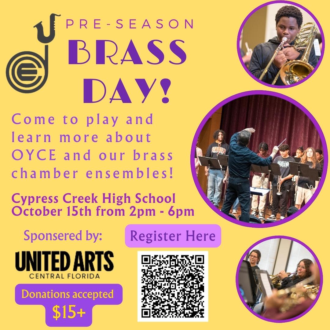 oyce_official's tweet image. If you play a brass instrument and are interested in joining a instrument specific ensemble come play and learn more about our brass chamber ensembles during brass day. #nonprofit #musiceducation #brassinstruments #ocpsarts #studentmusicians