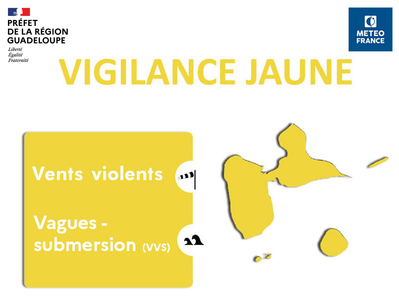 Prefet971's tweet image. [#Météo] Ce lundi 2 octobre à 19h39, la Guadeloupe est placée en vigilance ROUGE pour fortes pluies et orages et est maintenue en vigilance JAUNE pour vagues-submersion et vents violents.
👉Le bulletin complet de Météo-France et les consignes de sécurité meteofrance.gp/fr/vigilance/g…