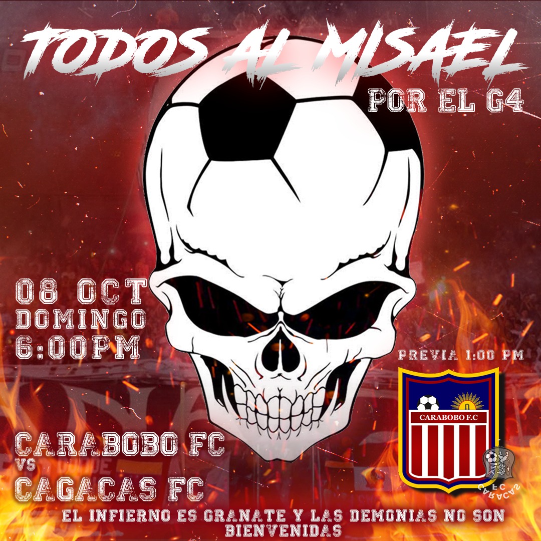 ¡El Domingo es de MISAel!

Está demás decir que no se.puede quedar nadie sin ir al Gigante de la Bolivar, nosotros lo dejaremos todo en la tribuna... Ustedes háganlo en la cancha <a href="/Carabobo_FC/">Carabobo Fútbol Club</a>

Somos #LaMasFiel y prepárense que se les viene algo pa que agarren escuela. 

☠️😎🔥