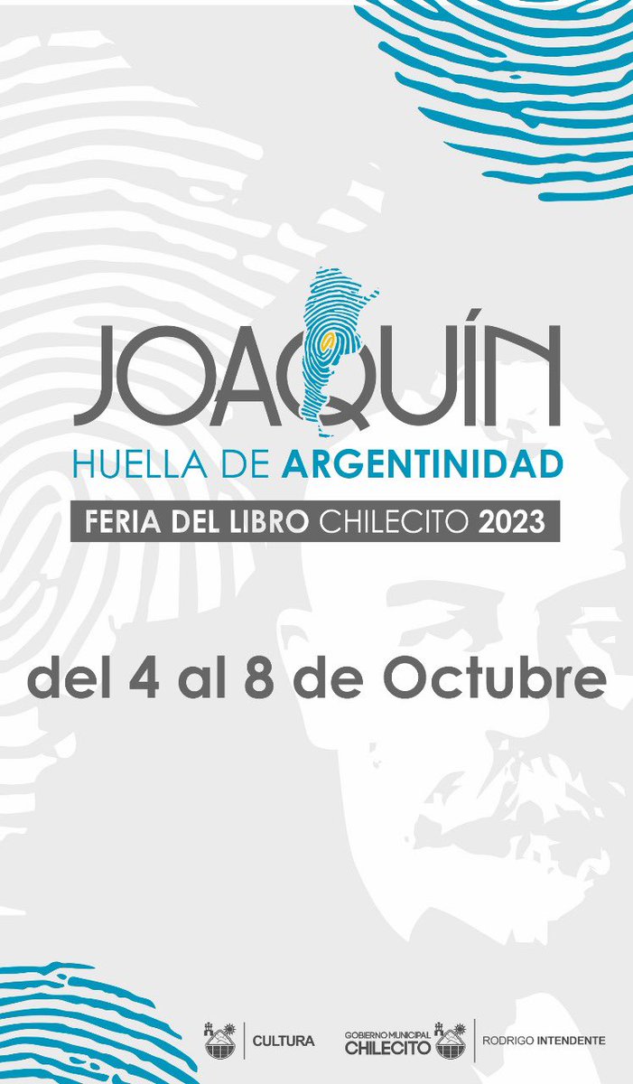 GobmunChilecito's tweet photo. "JOAQUÍN, Huellas de Argentinidad"
🔆Está todo preparado para una nueva edición de la Feria del Libro 2023.
Habrá charlas, presentación y exposición de libros y espectáculos musicales.
Del 4 al 8 de Octubre, te esperamos!
#SomosCultura
#RodrigoIntendente
#QuintelaGobernador https://t.co/1KBKPPewnS