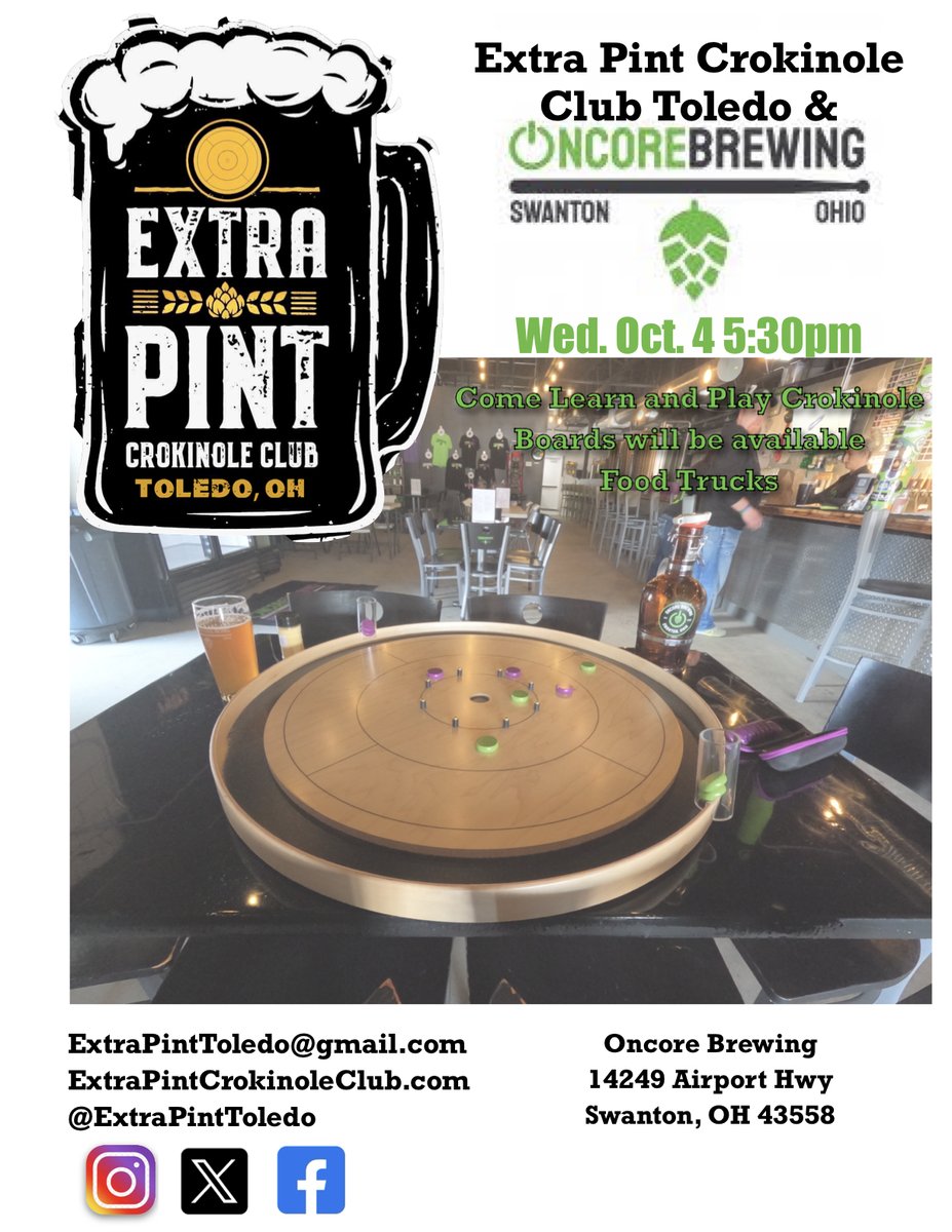 ExtraPintToledo's tweet image. Come grab a pint and flick some discs this Wednesday at Oncore Brewing in Swanton!