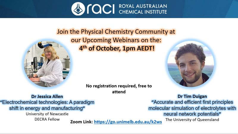 Our Webinars are back tomorrow (Wednesday 4th of October) at 1pm AEDT. Join for some amazing @RACInational speakers - see below for details! Zoom link: unimelb.zoom.us/j/82999552041?…