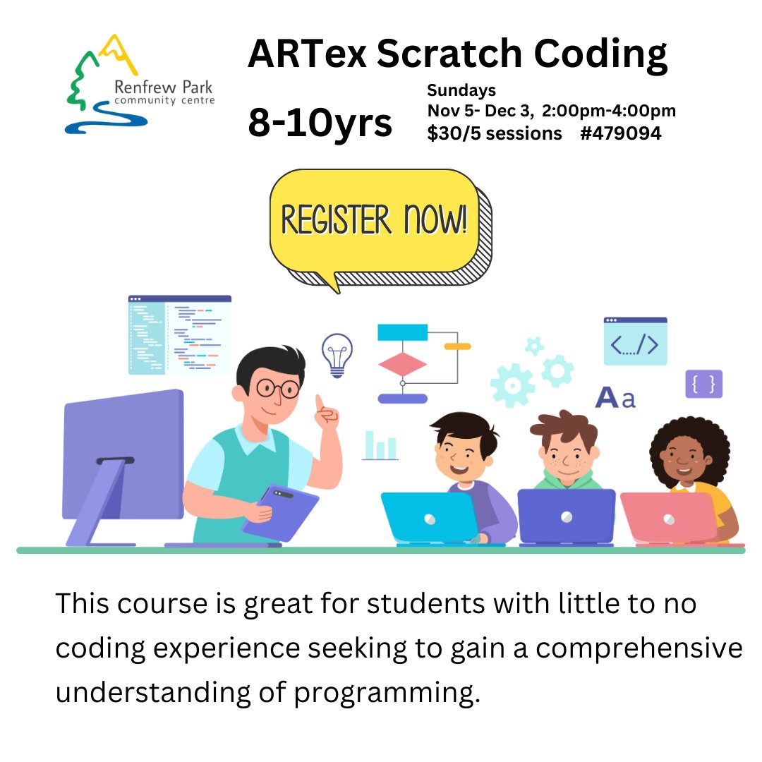 🚀 Ready to dive into the world of coding? 💻 Join our Beginners' Course and gain a rock-solid understanding of programming! 🌟 🧩 Learn with Scratch, a beginner-friendly visual language, as we explore coding's fundamental building blocks. 🎮🌈 #CodingBeginners #LearnToCode