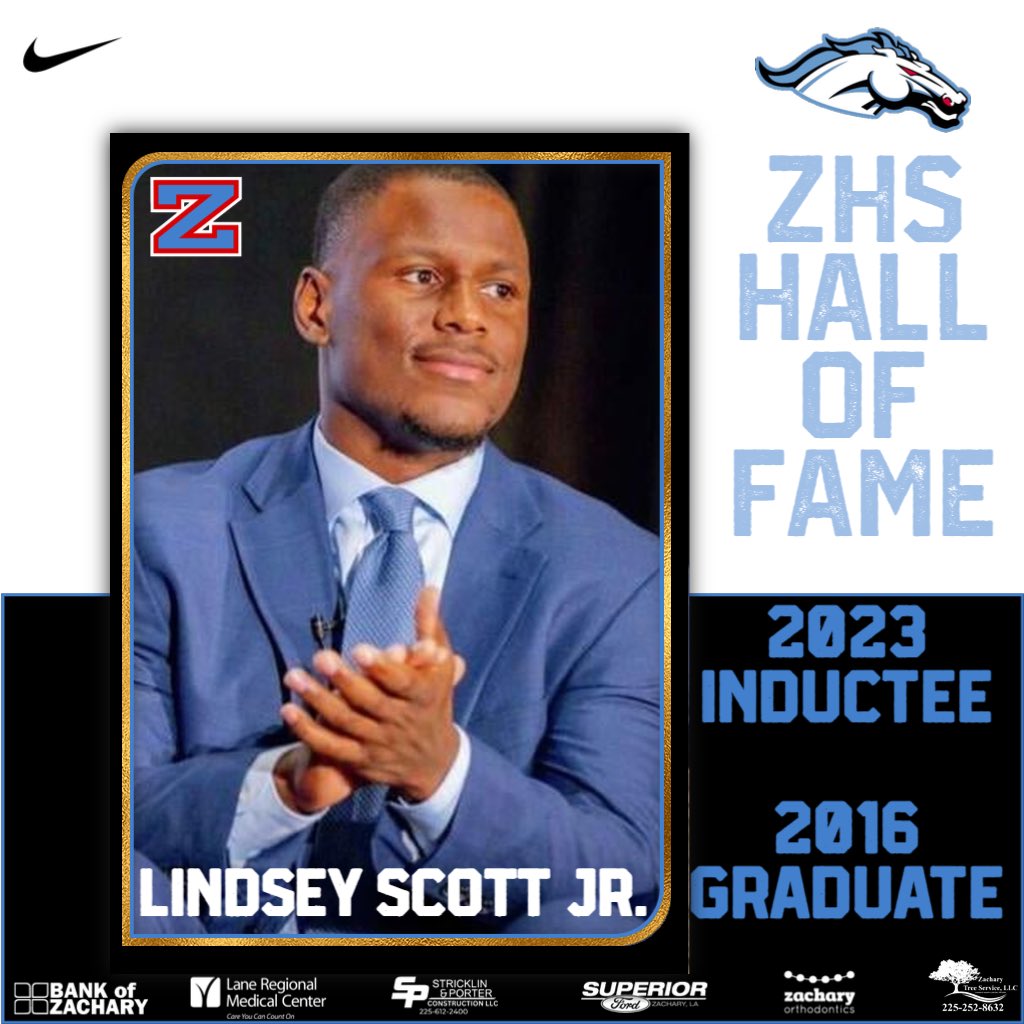 _ZHSFootball's tweet photo. Congrats to our two new inductees into the ZHS Athletics Hall of Fame! Bronco QB Lindsey Scott Jr. and Bronco Golfer Allison Kippers! They will be inducted at halftime of our game against Woodlawn this Friday! #itsallabouttheZ #halloffame https://t.co/awAbzQlOD1